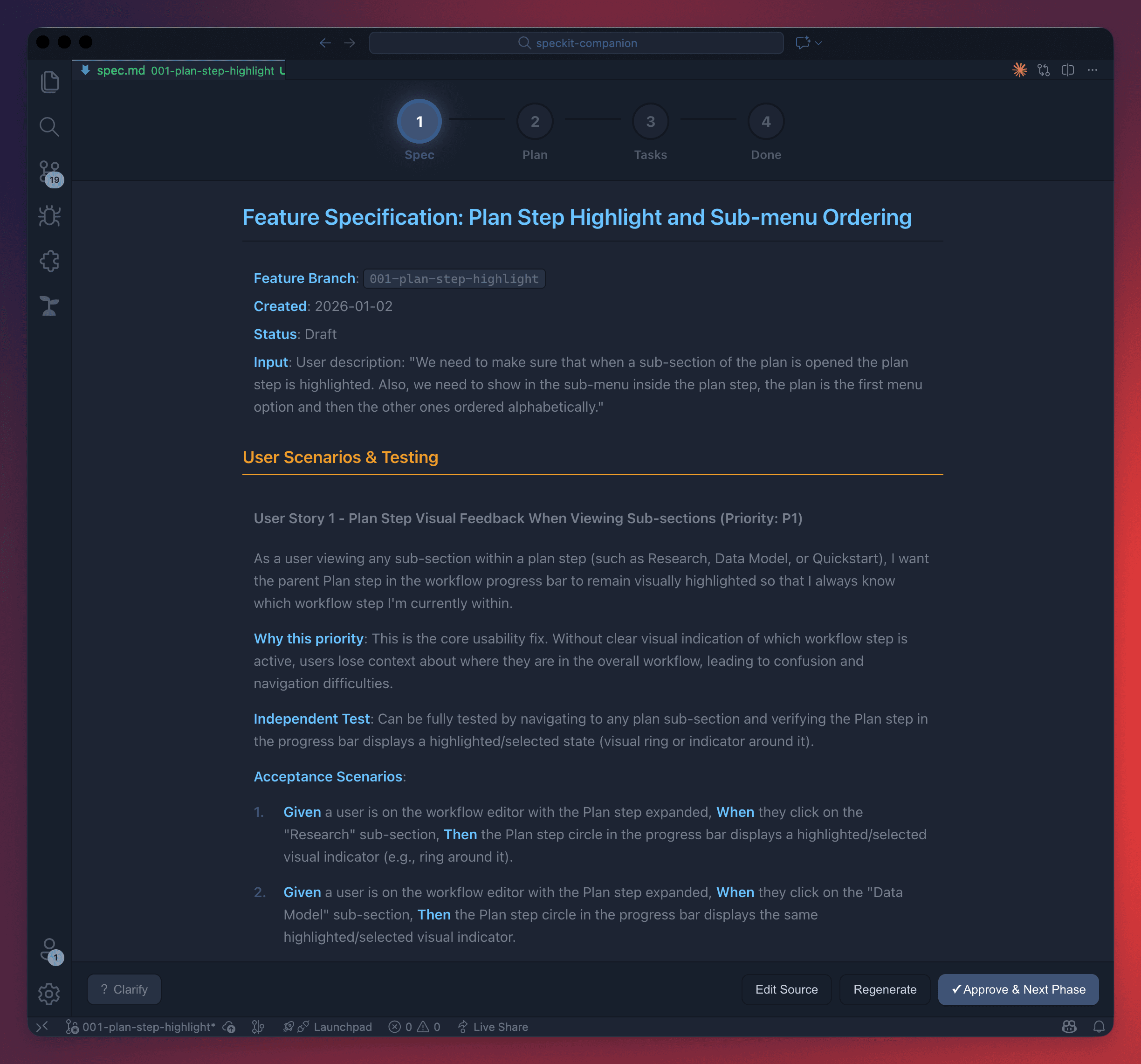 Workflow Editor - Spec Phase