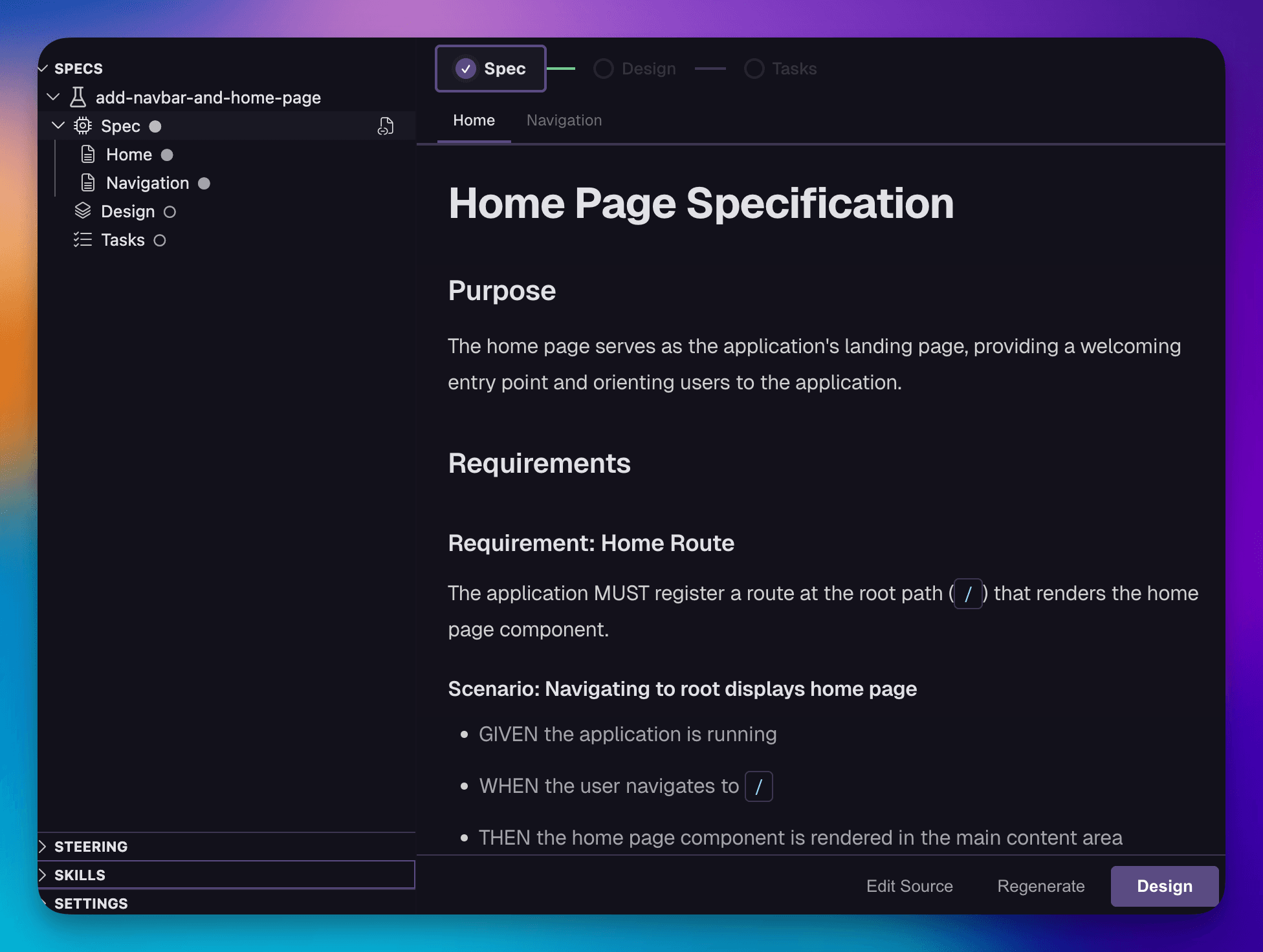 Workflow Editor showing the Spec phase with Agent Teams Lite spec content