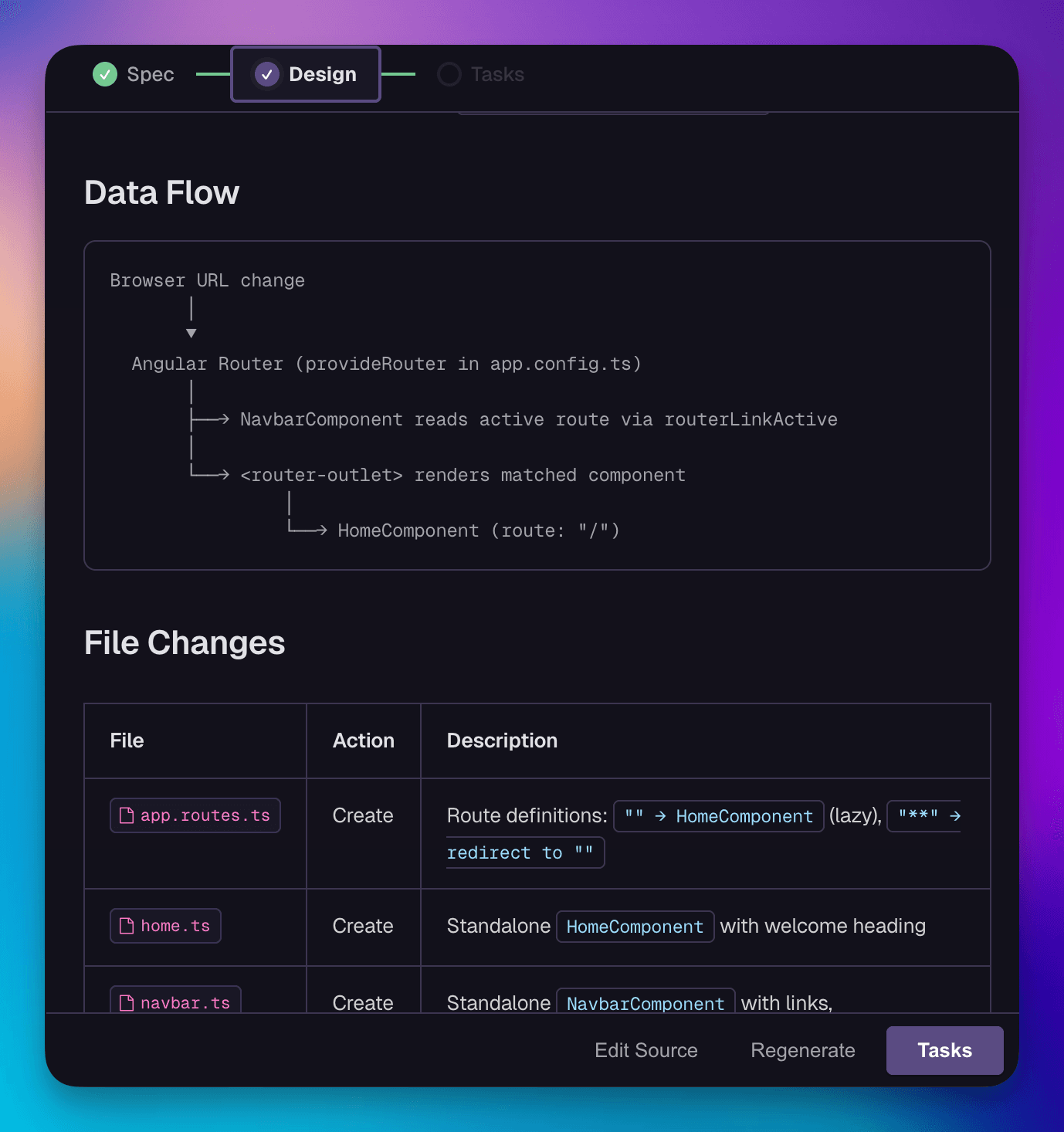 Workflow Editor showing the Design phase with Tasks button at the bottom