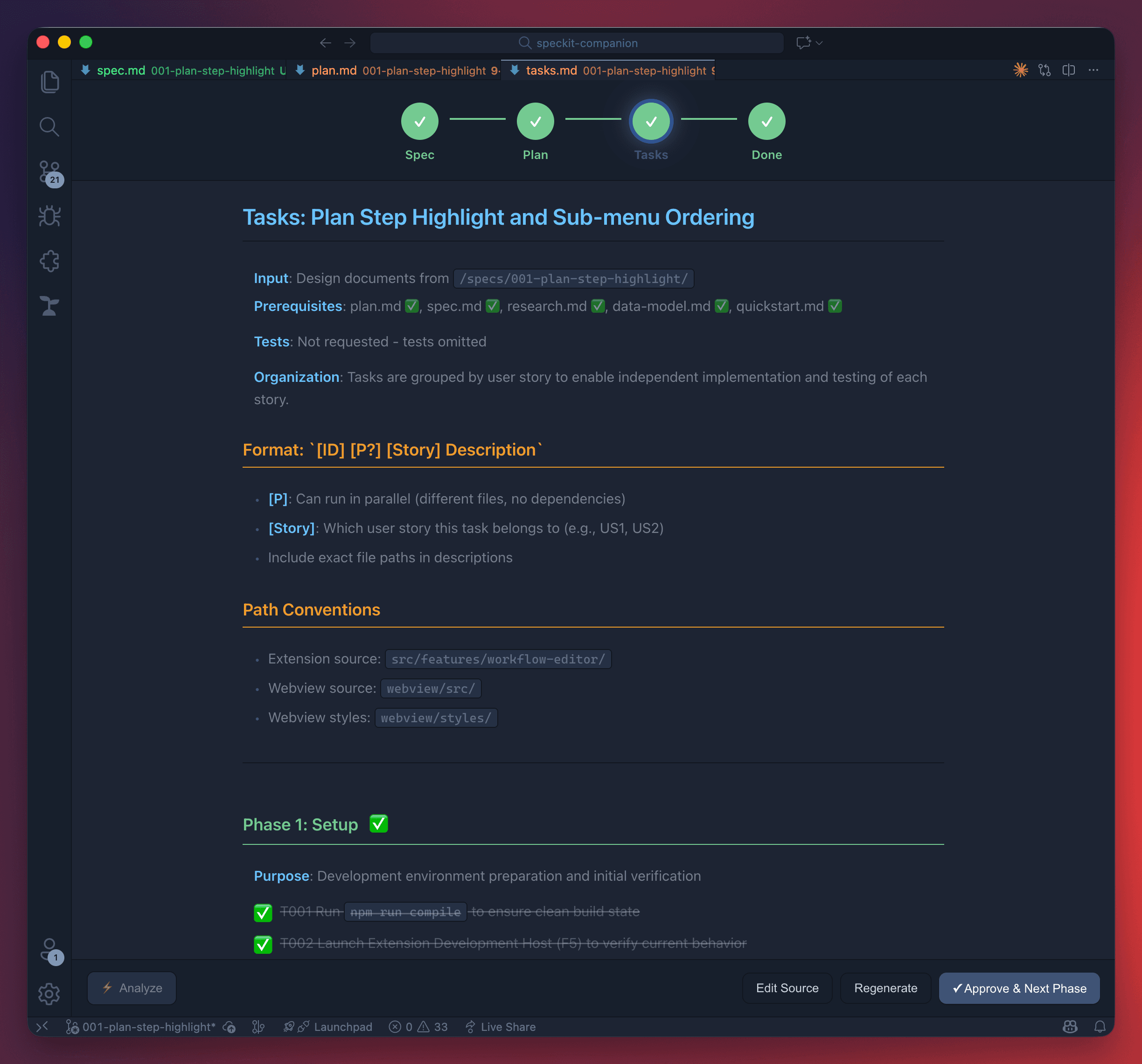 Workflow Editor - Tasks Phase